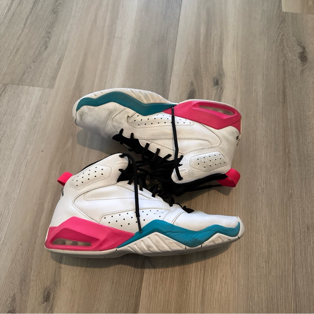 Jordan White and Pink High-Top Sneakers